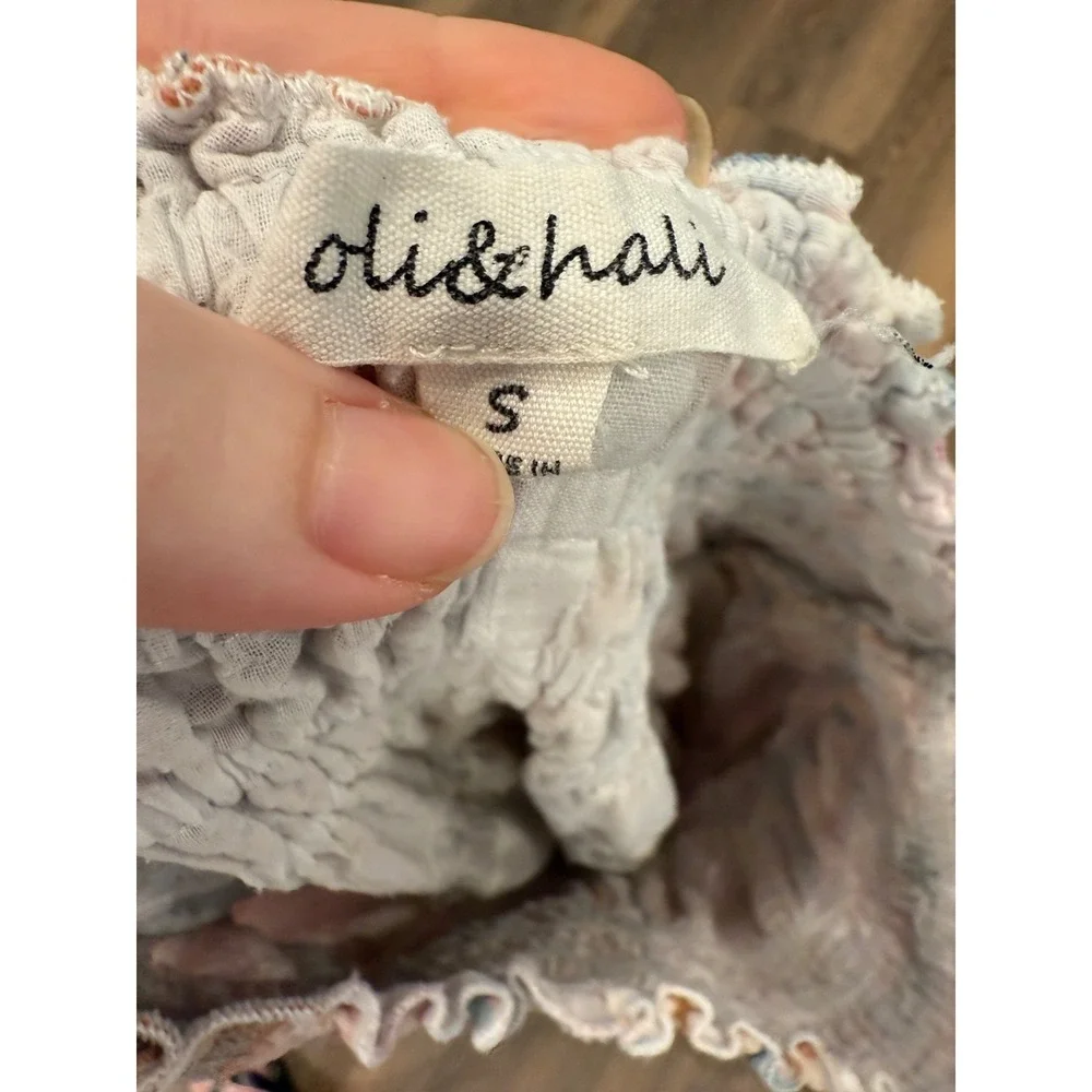 Oli & Hali Patchwork Smocked Waist Skirt dress Pockets Cottagecore boho festival - Picture 3 of 4